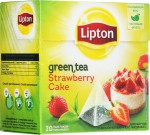 Чай зеленый, Lipton (Липтон) 1.6 г 20 шт Страуберри Кейк клубничный кекс пирамидки