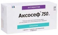 Аксосеф, пор. д/р-ра для в/в и в/м введ. 750 мг №1 в комплекте с растворителем: вода для инъекций (ампулы) 6 мл №1